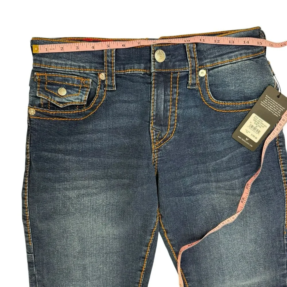 True Religion NEW Geno Big T Flap Slim Jean Men 29 Dark Roper Wash $199 Stretch